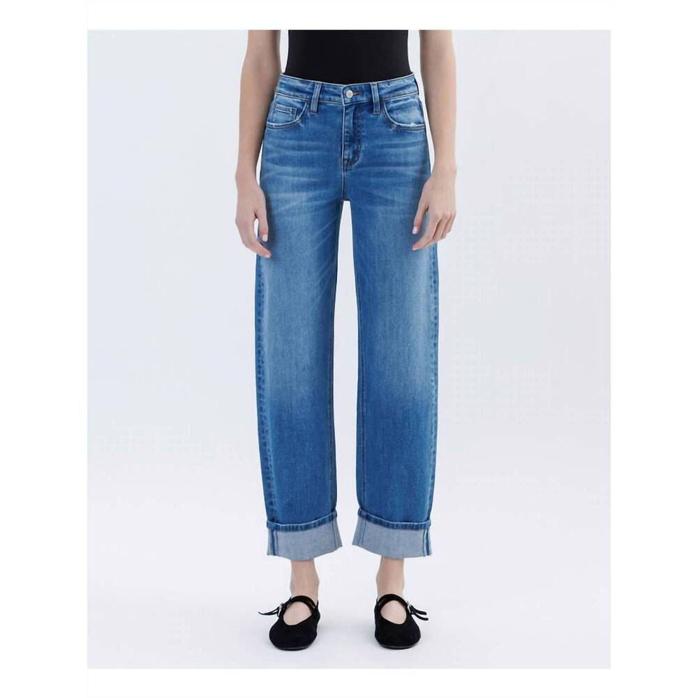 NEW VERVET BY FLYING MONKEY high rise cuffed barrel leg jeans in medium